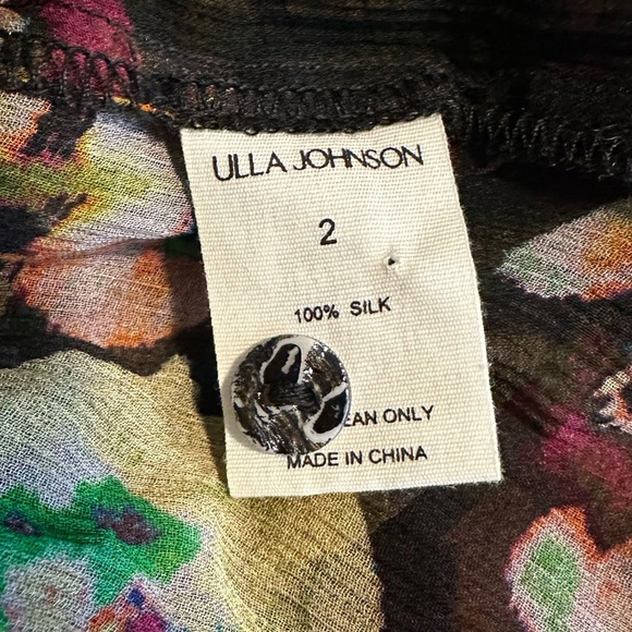 NWOT Ulla Johnson Andi Ruffled Floral Crinkle Silk Chiffon Blouse Size 2 - Picture 7 of 9